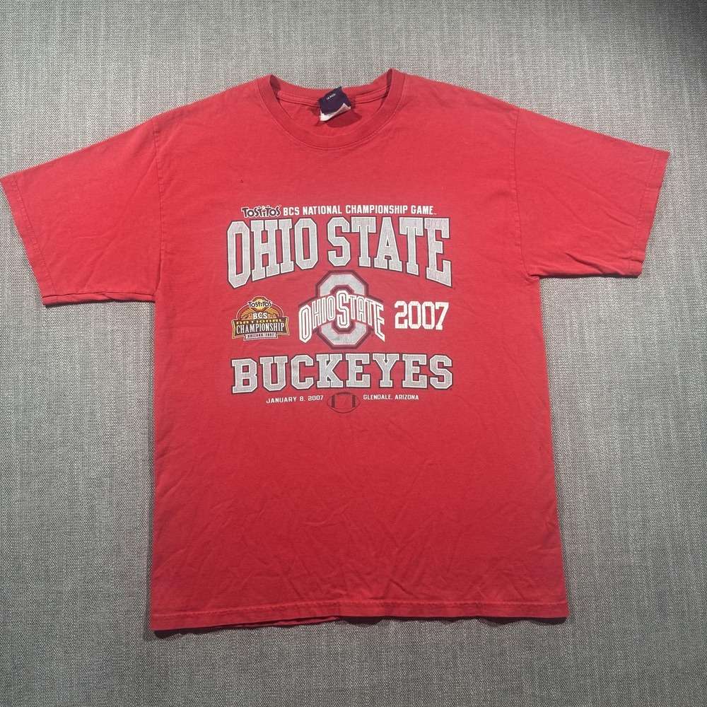 Ohio State Buckeyes Shirt Mens Medium Red NCAA Football‎ AS Sports 2007 BCS Game